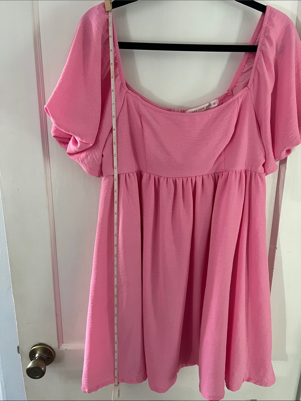 Altar’s State Pink Puff Sleeve Babydoll Mini Dress Sz L- babiecore - Picture 8 of 8